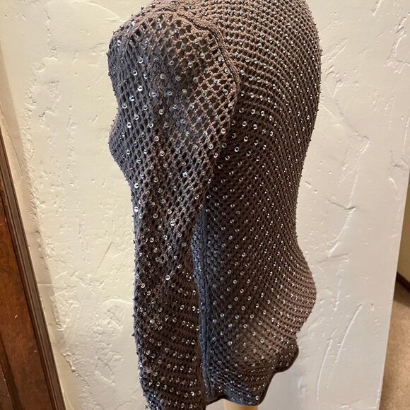 Michael by Michael Kors Brown 100% Cotton Sequin Sweater Size S - Picture 3 of 16